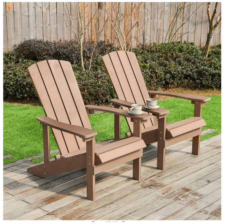 Patio Hips Plastic Adirondack Chair Lounger Weather Resistant Furniture for Lawn Balcony in Brown (2-Pack) Patio Hips Plastic Adirondack Chair Lounger Weather Resistant Furniture for Lawn Balcony in Brown (2-Pack)