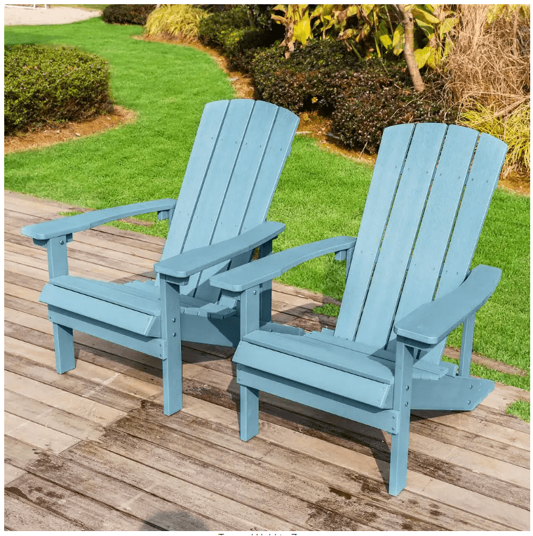 Patio Hips Plastic Adirondack Chair Lounger Weather Resistant Furniture for Lawn Balcony in Lake Blue (2-Pack) Patio Hips Plastic Adirondack Chair Lounger Weather Resistant Furniture for Lawn Balcony in Lake Blue (2-Pack)