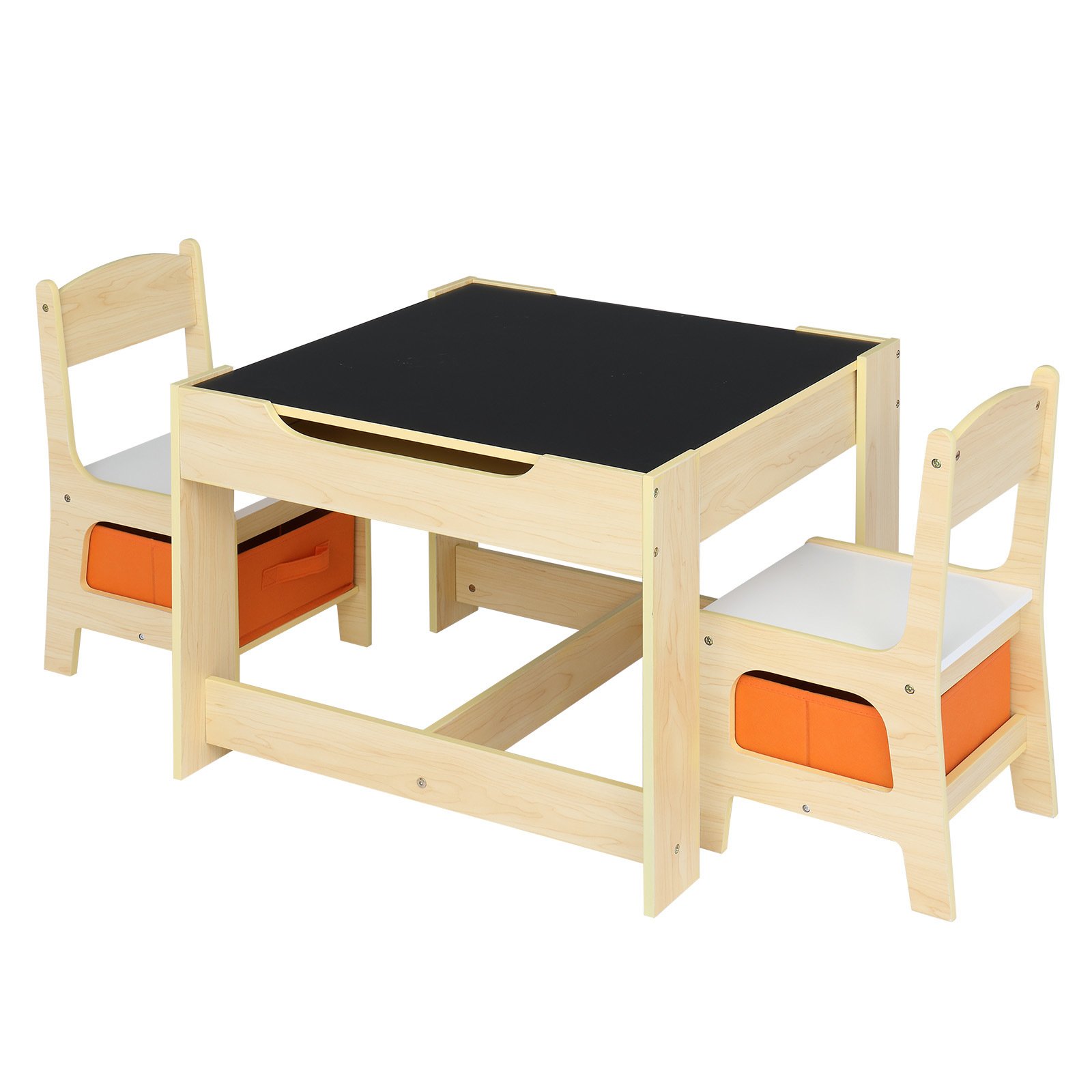 Children's Wooden Table And Chair Set With Two Storage Bags (One Table And Two Chairs) Children's Wooden Table And Chair Set With Two Storage Bags (One Table And Two Chairs)